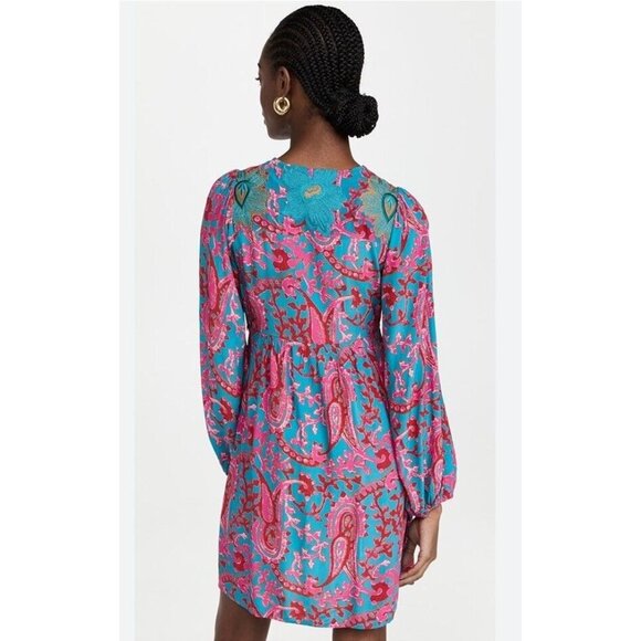 Figue Lucie Mini Dress Floral Embroidered Size XS Long Sleeve - Picture 2 of 13